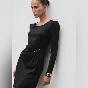 Miss Sixty Black Long-Sleeve Sheath Dress with removable Side Flower Appliqué